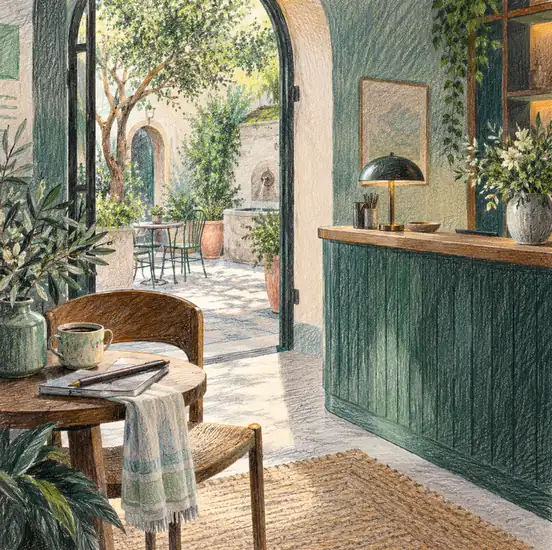 Illustration of hospitality businesses equipment and workspace